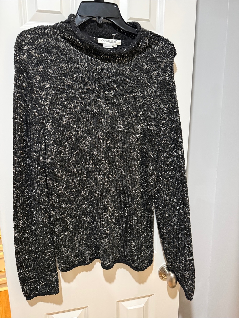 Coldwater Creek Black & White Speckled Turtleneck Sweater